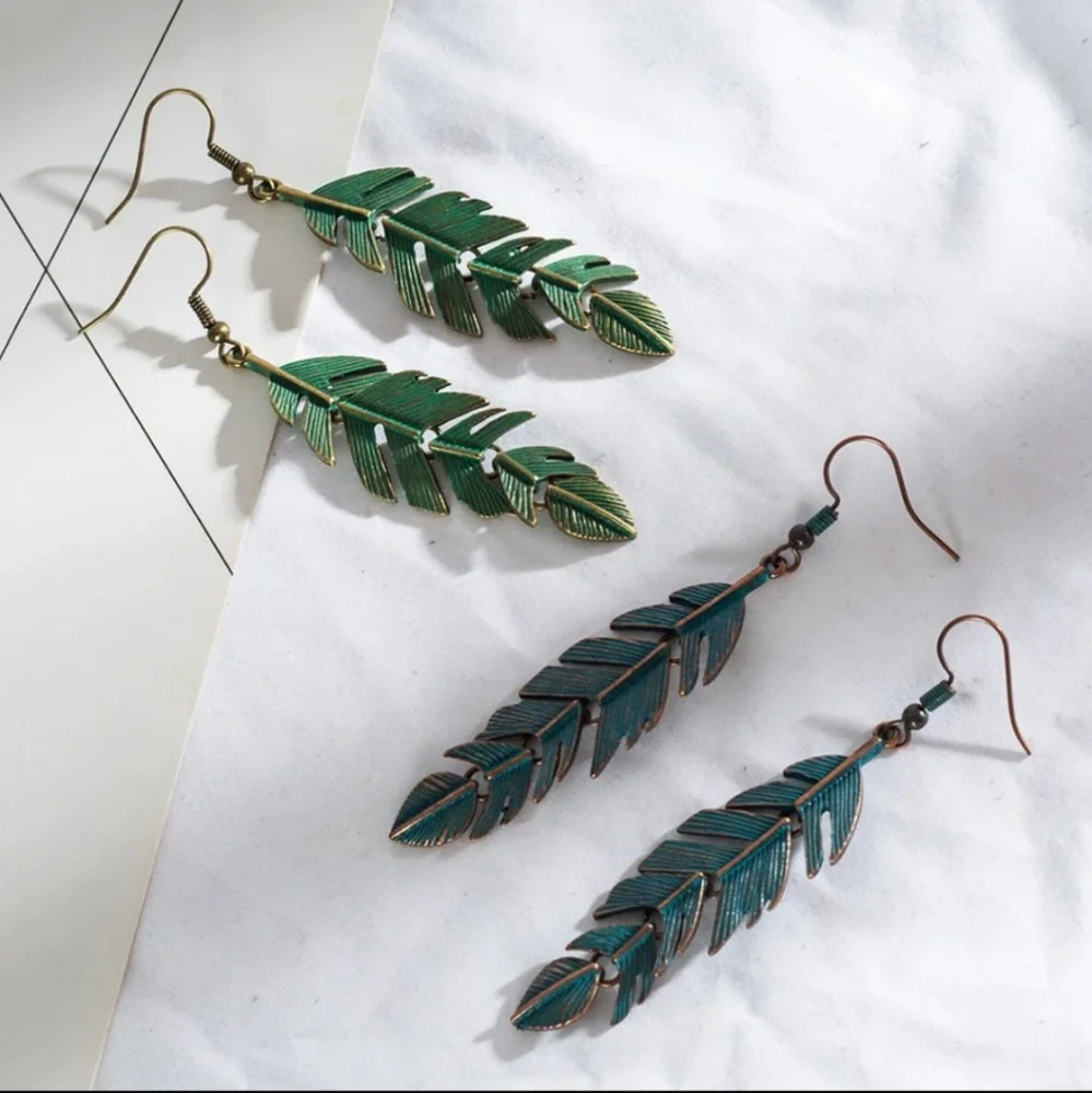 Tropical Fern Leaf Drop Earrings